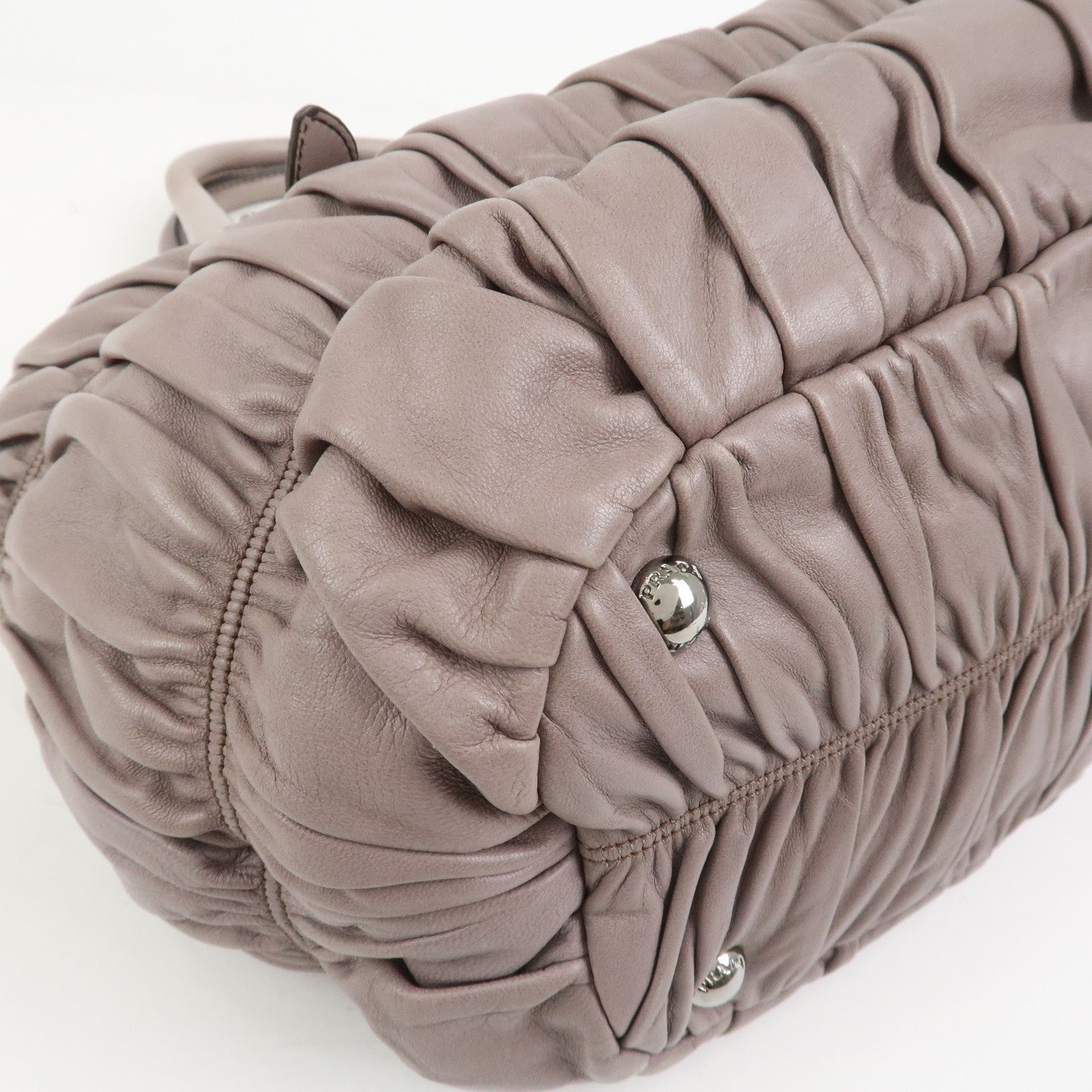 PRADA Logo Nappa Leather 2Way Bag Shoulder Bag Hand Bag Gray