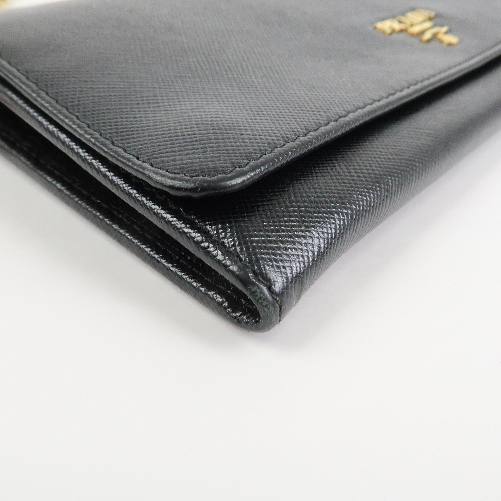 PRADA Saffiano Leather Chain Wallet WOC Black 1M1290