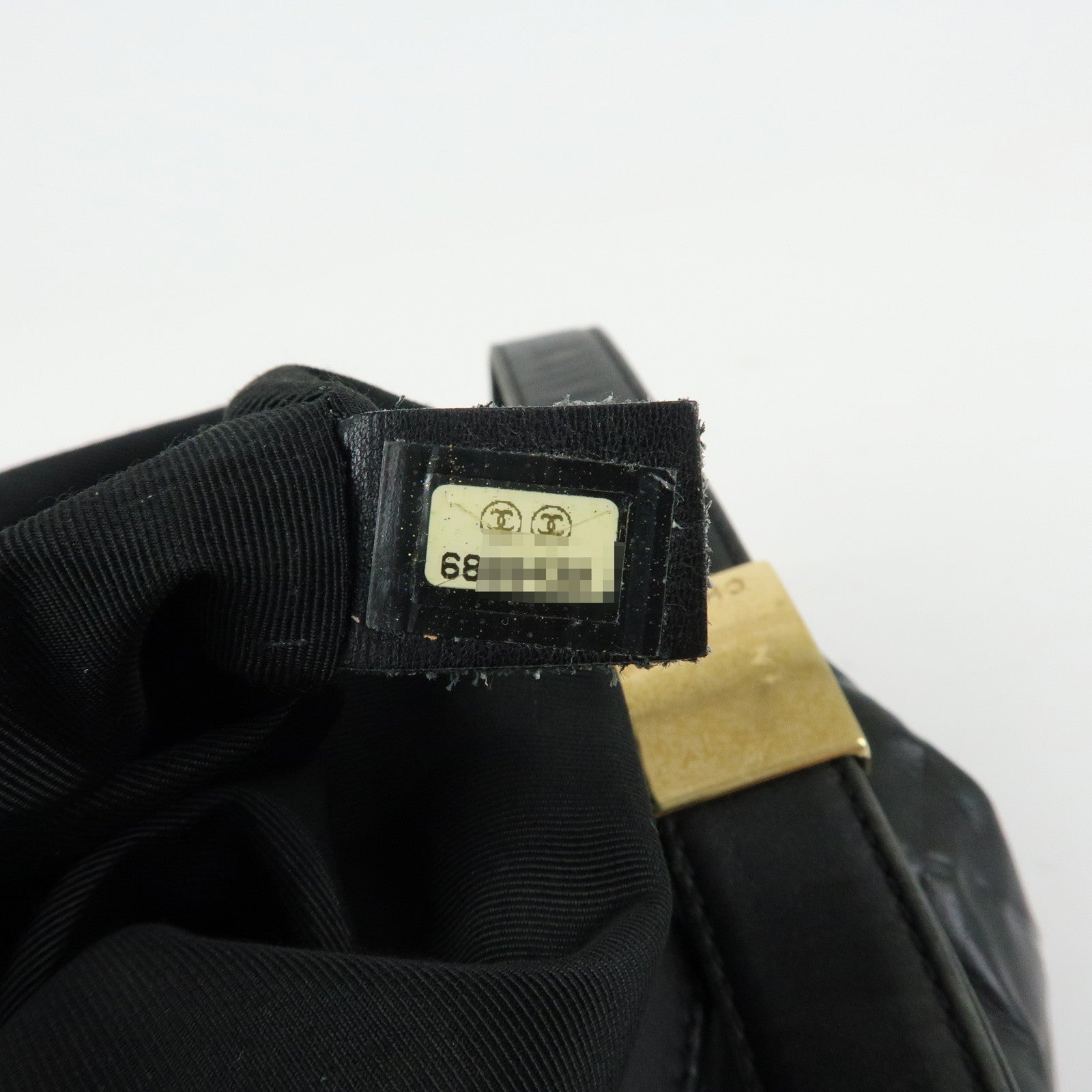 CHANEL Chocolate Bar COCO Mark Lamb Skin Hand Shoulder Bag Black