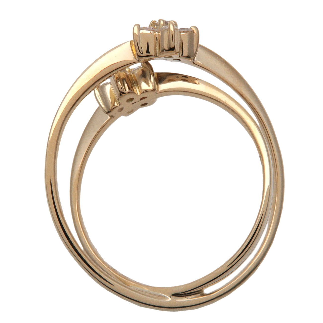 Ponte Vecchio Flower Motif Diamond Ring 0.27ct K18 750YG US5.5 EU51