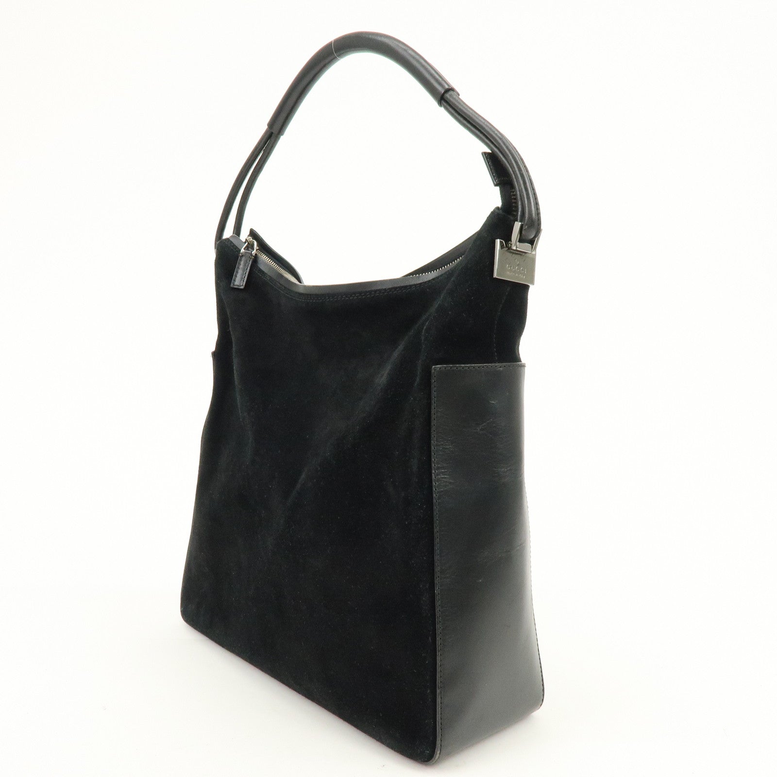 GUCCI Suede Leather Shoulder Bag Hand Bag Black 001・3770・0021222