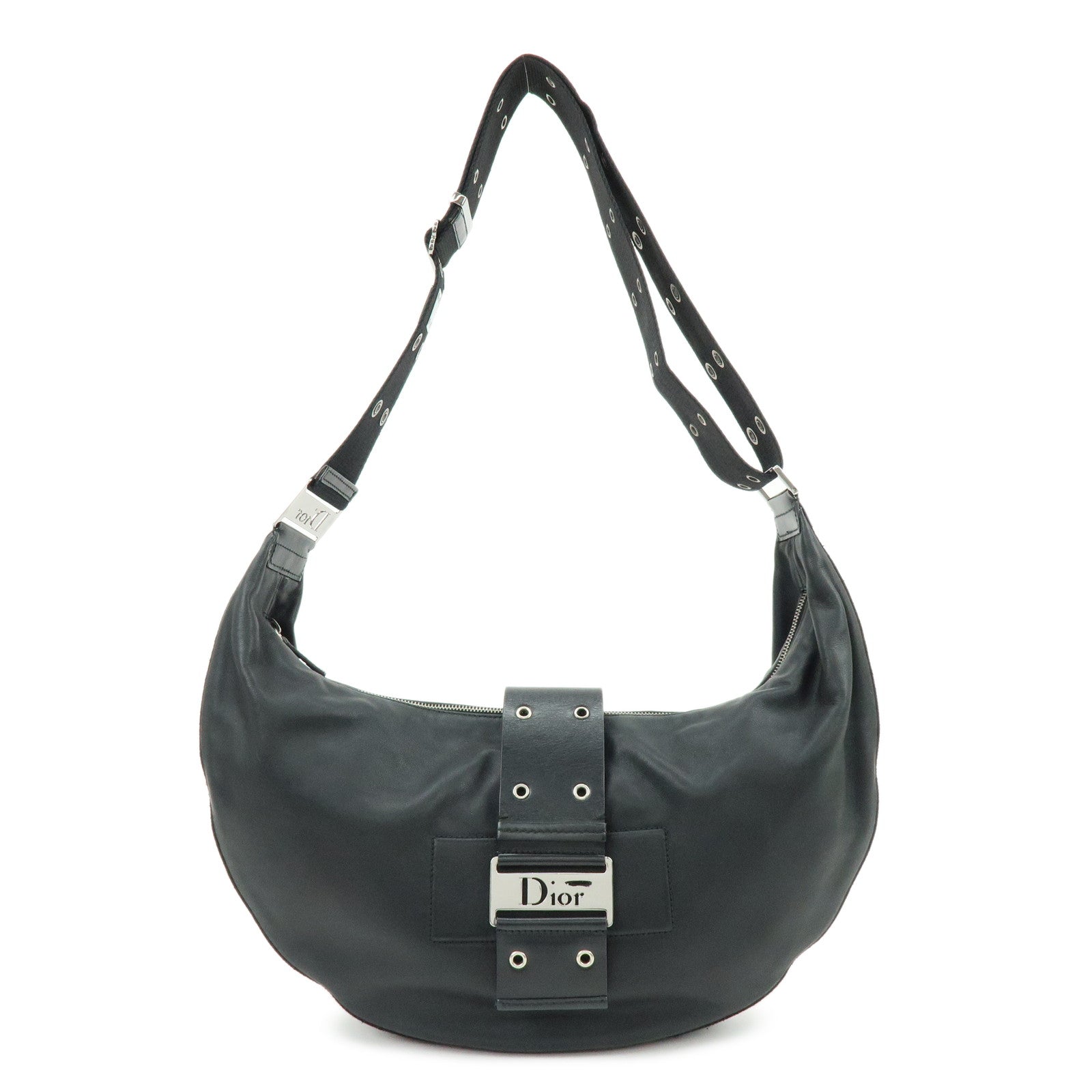 Christian Dior Street Chic Leather Shoulder Bag Crossbody Bag Black