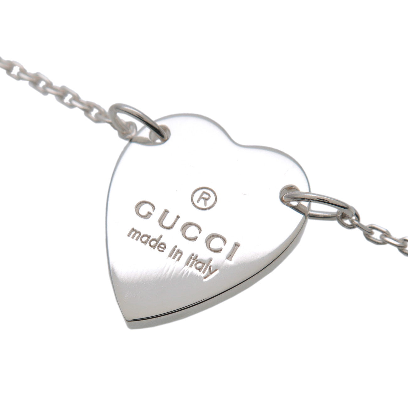GUCCI Heart Plate Bracelet 17 Engraved SV925 Silver 223513