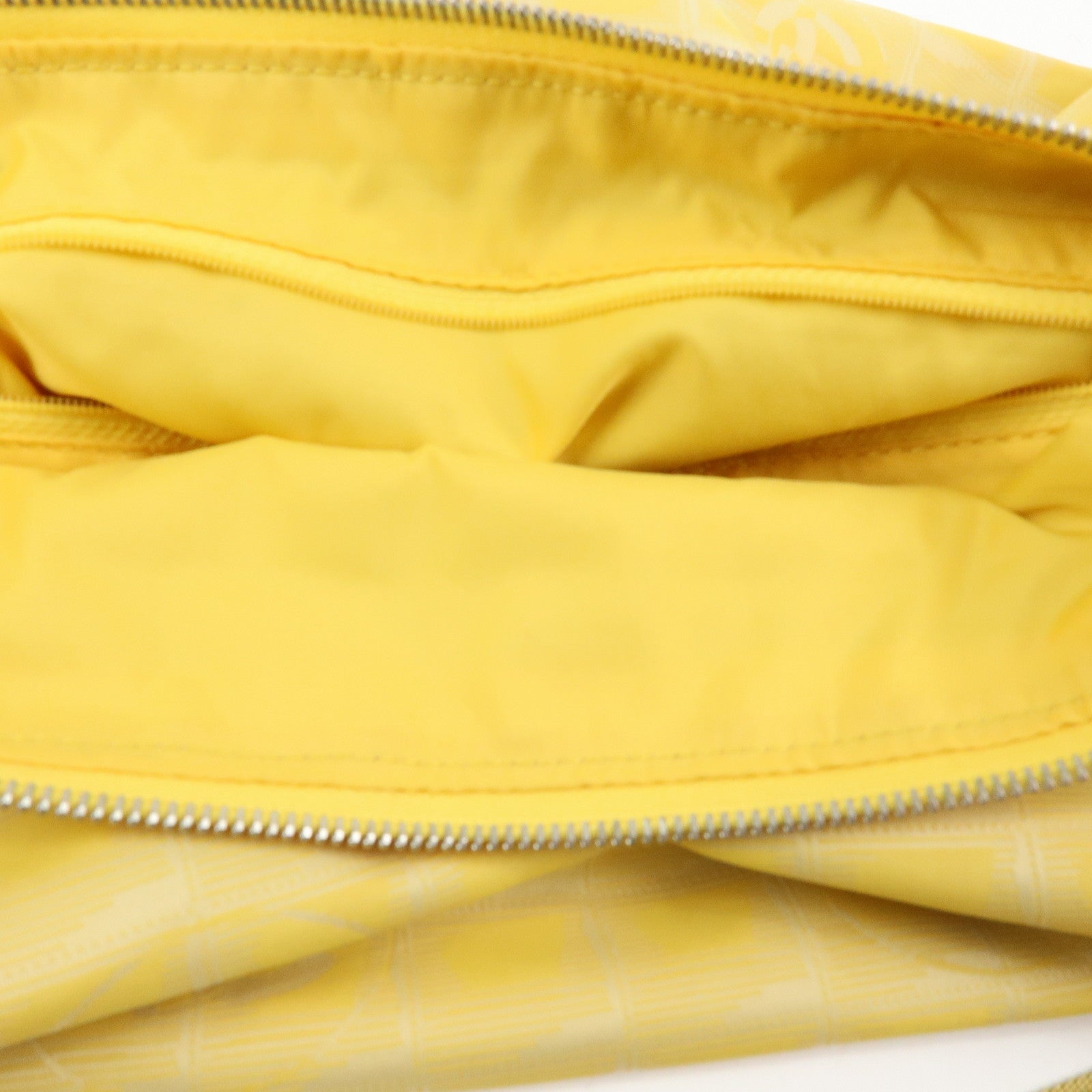 CHANEL New Travel Line Nylon Jacquard Leather Drum Bag Yellow