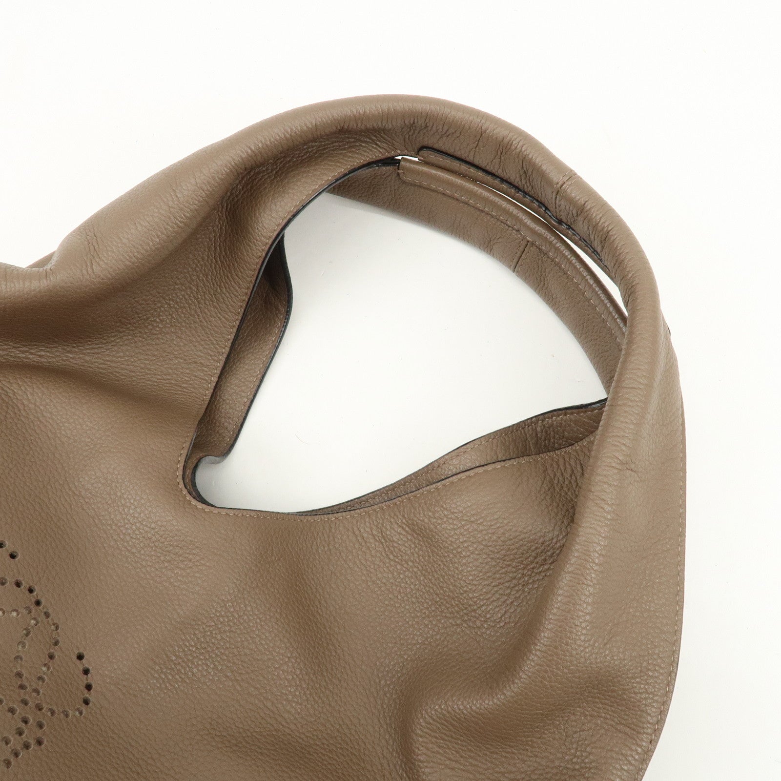 LOEWE Dunas Anagram Calfskin Shoulder Bag Hand Bag Brown