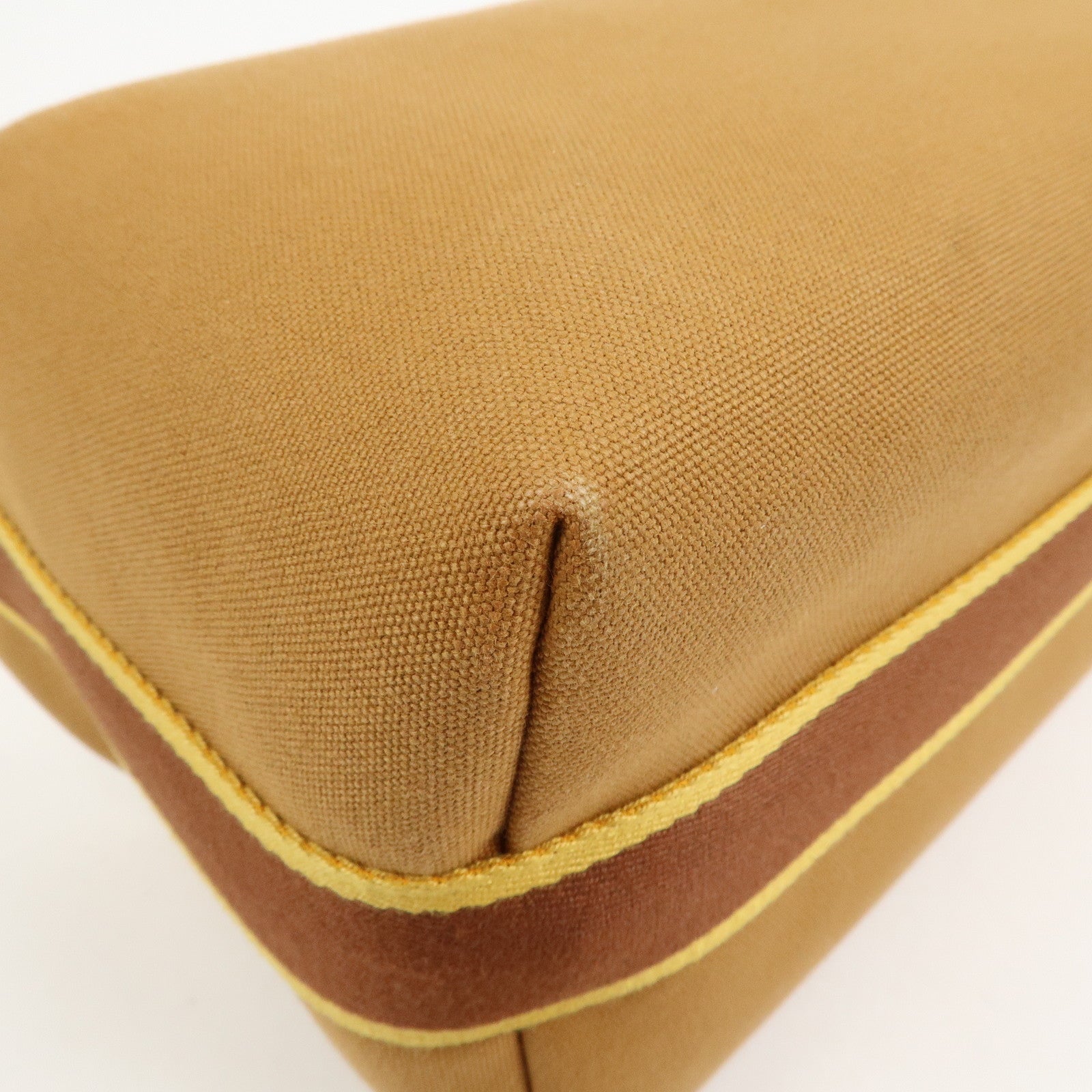HERMES Bride A Brac GM Canvas Hand Bag Cosmetic Pouch Brown