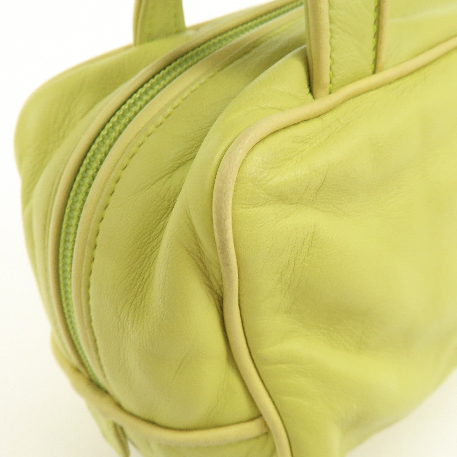 LOEWE Logo Nappa Leather Mini Hand Bag Boston Bag Lime Green