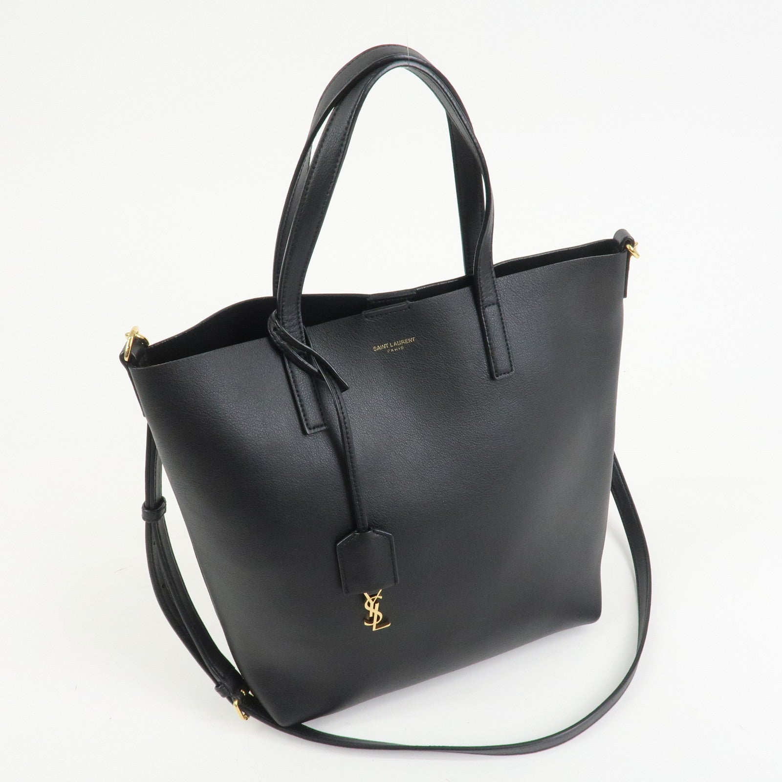 SAINT LAURENT PARIS Leather Toy Shopping Bag 2Way Bag Black 600306