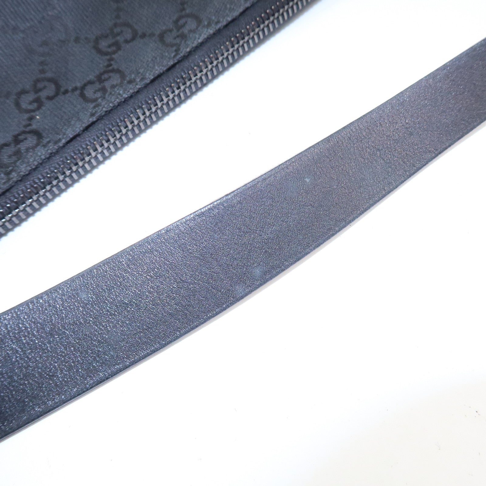 GUCCI GG Canvas Leather Shoulder Bag Hand Bag Pouch Black 103399