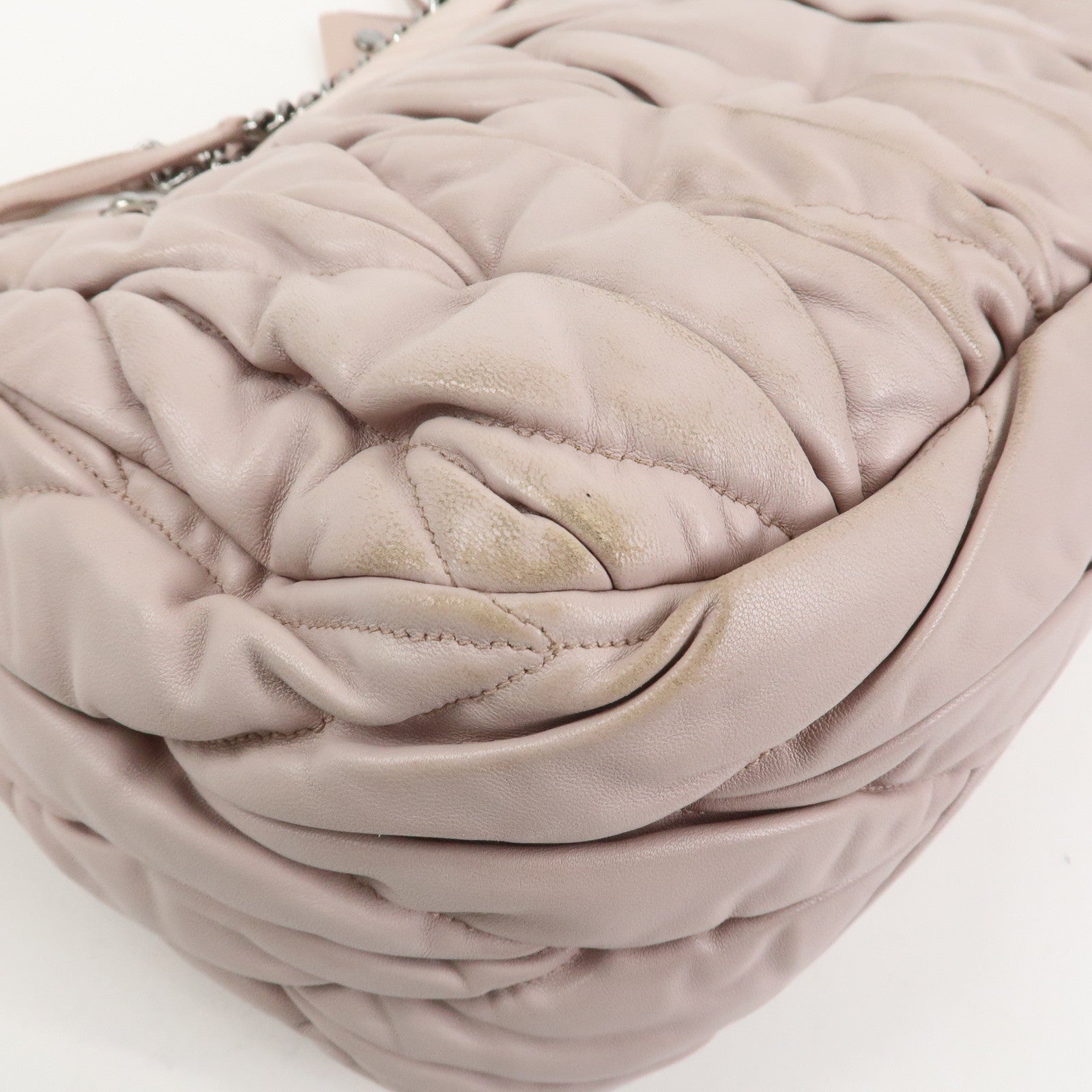 MIU MIU Matelasse Nappa Leather Tote Bag Shoulder Bag Light Pink