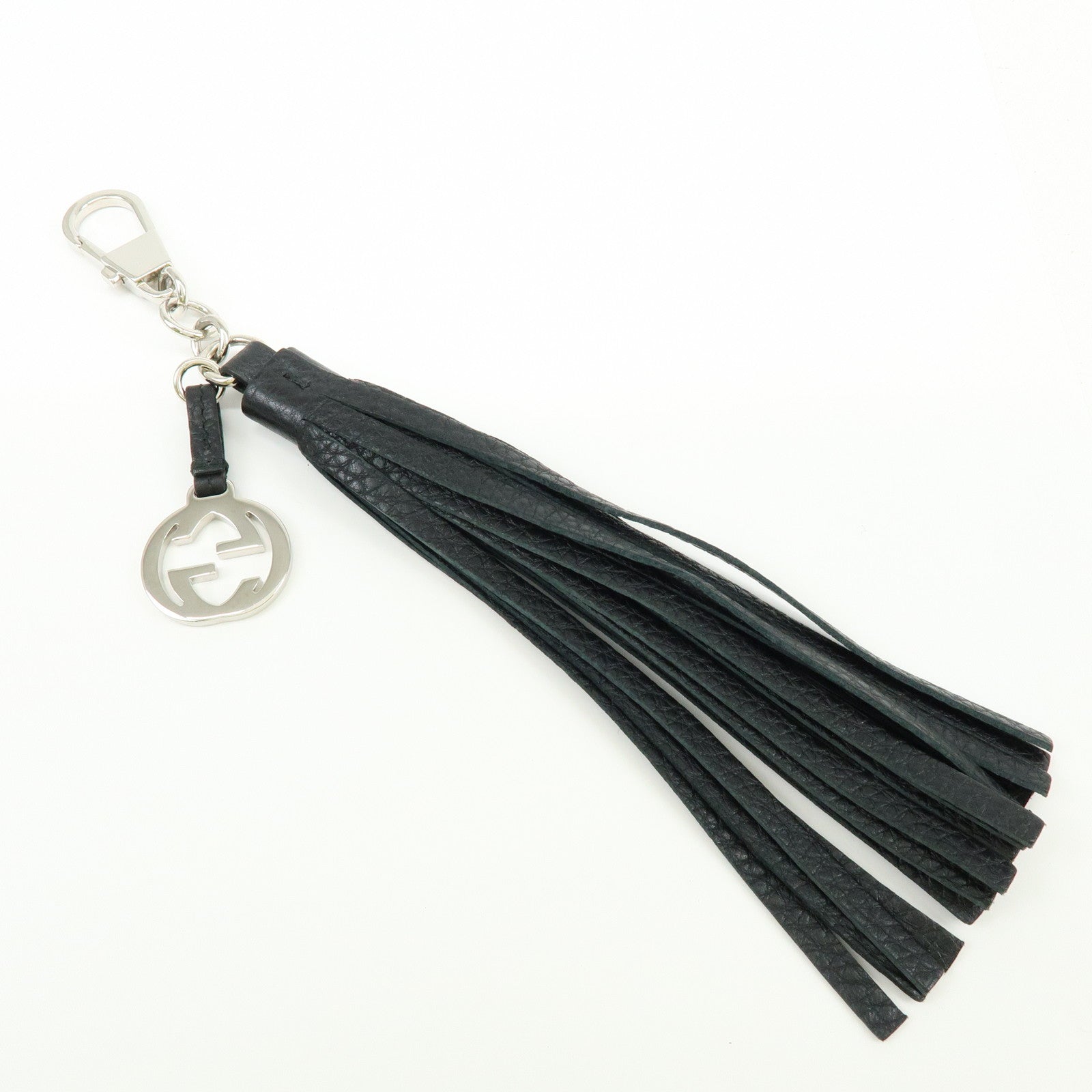 GUCCI Interlocking G Tassel Bag Charm Key Charm Black