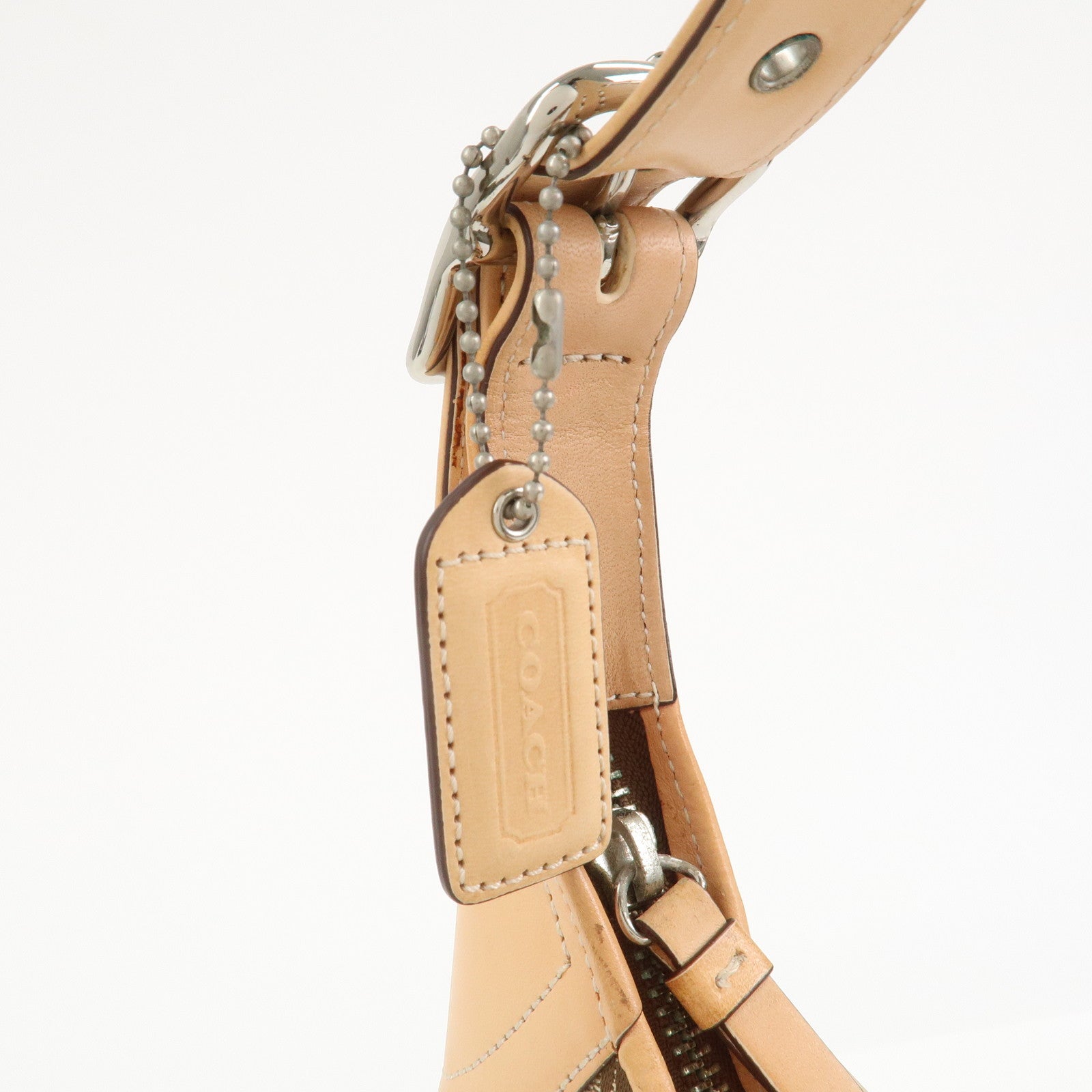 COACH Signature Canvas Leather Shoulder Bag Hand Bag Beige