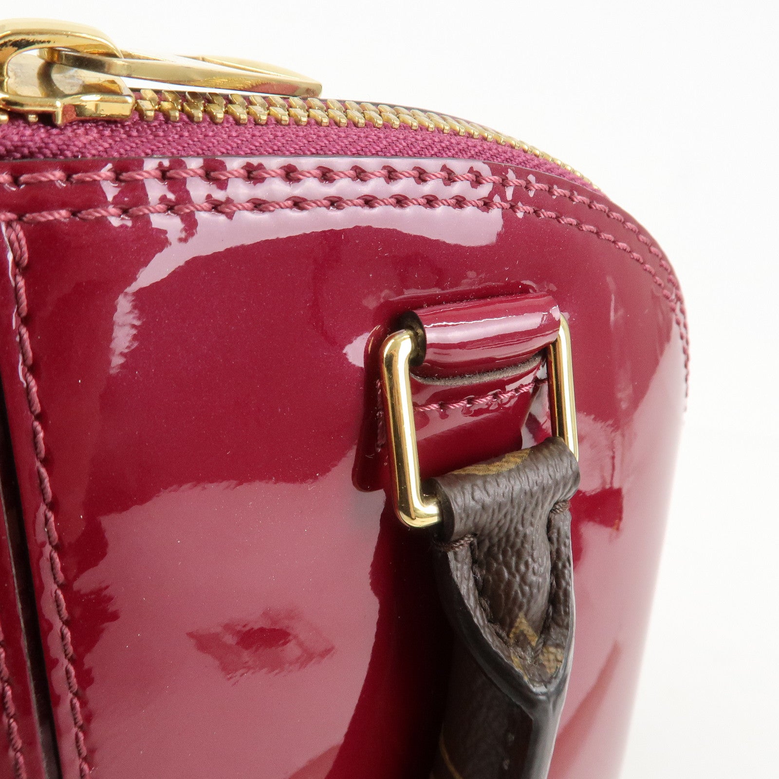 Louis Vuitton Monogram Vernis Alma BB 2Way Hand Bag Magenta M54785 Used