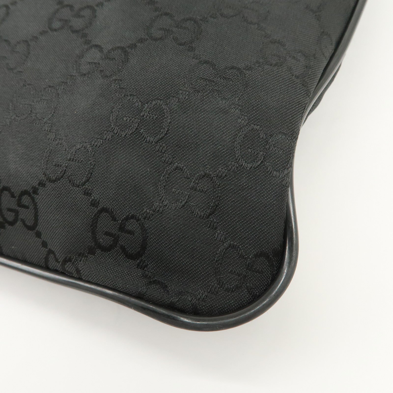 GUCCI Sherry GG Nylon Leather Shoulder Bag Black 509639