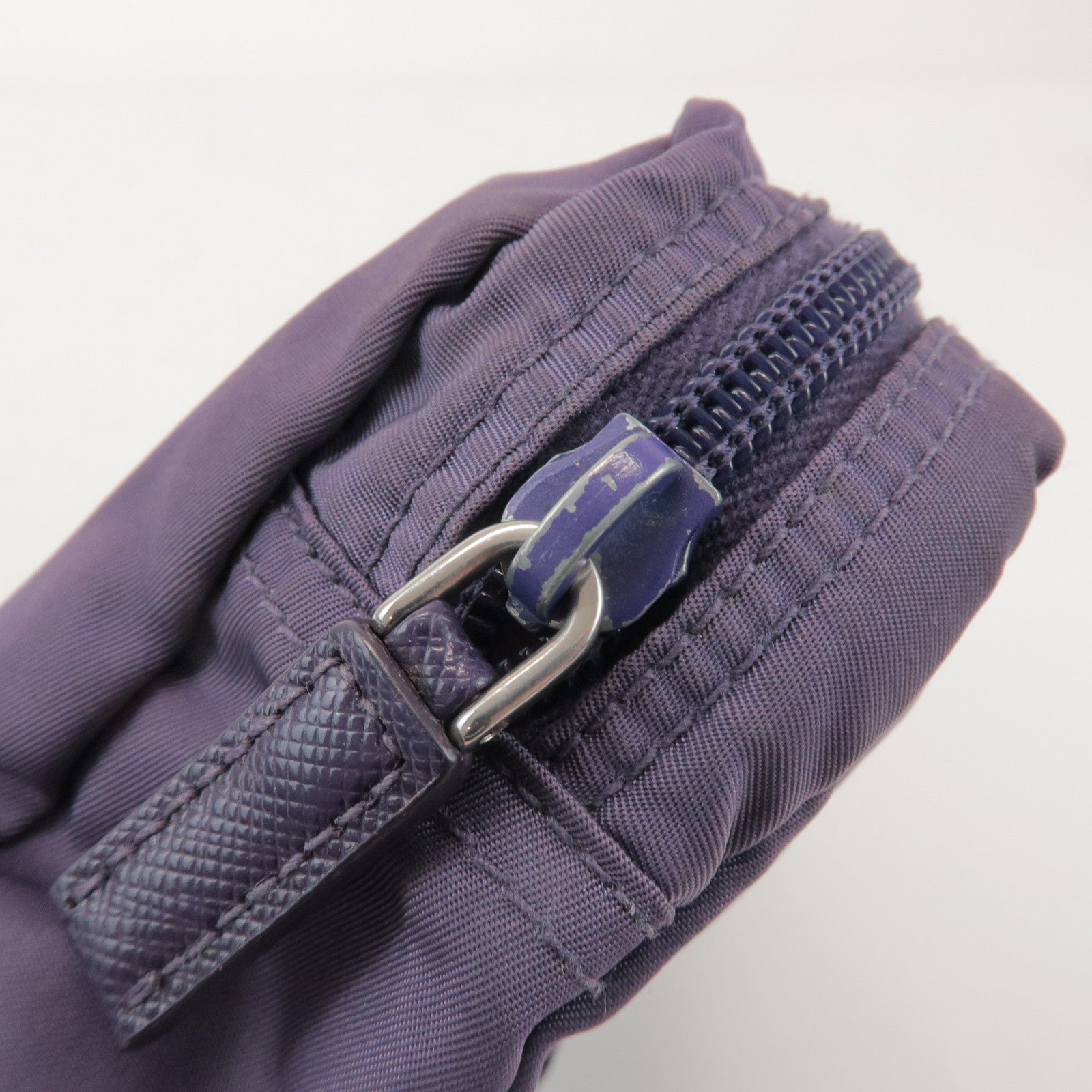 PRADA Triangle Logo Nylon Set of 2 Pouch Black Purple