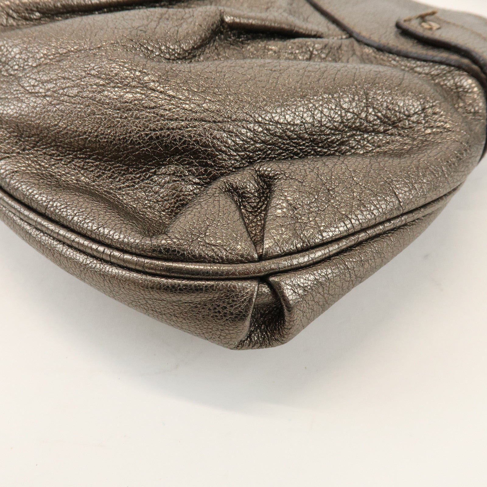 Ferragamo Gancini Leather Shoulder Bag Hand Bag Bronze