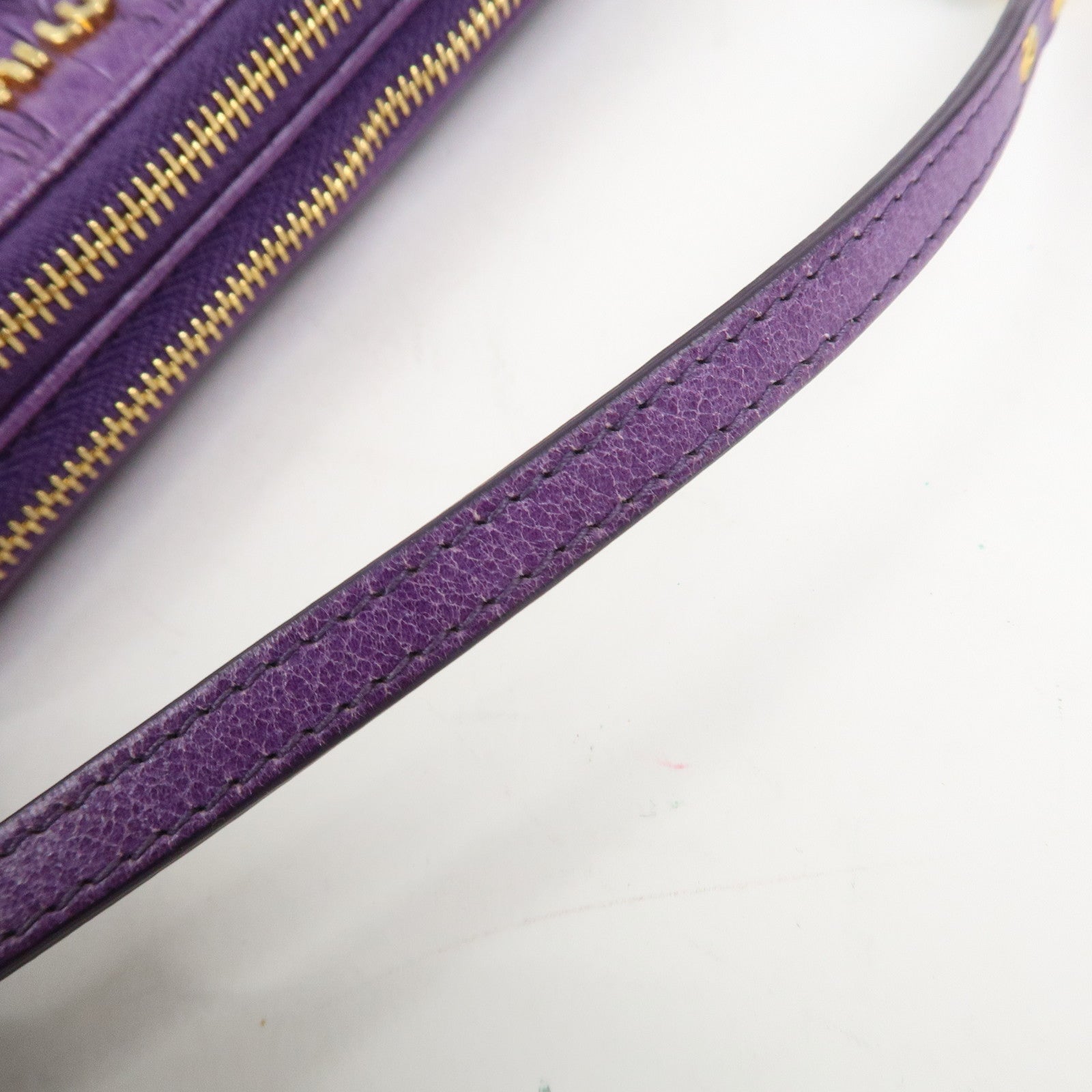 MIU MIU Logo Matelasse Mini Hand Bag Shoulder Bag Purple 5ARH02