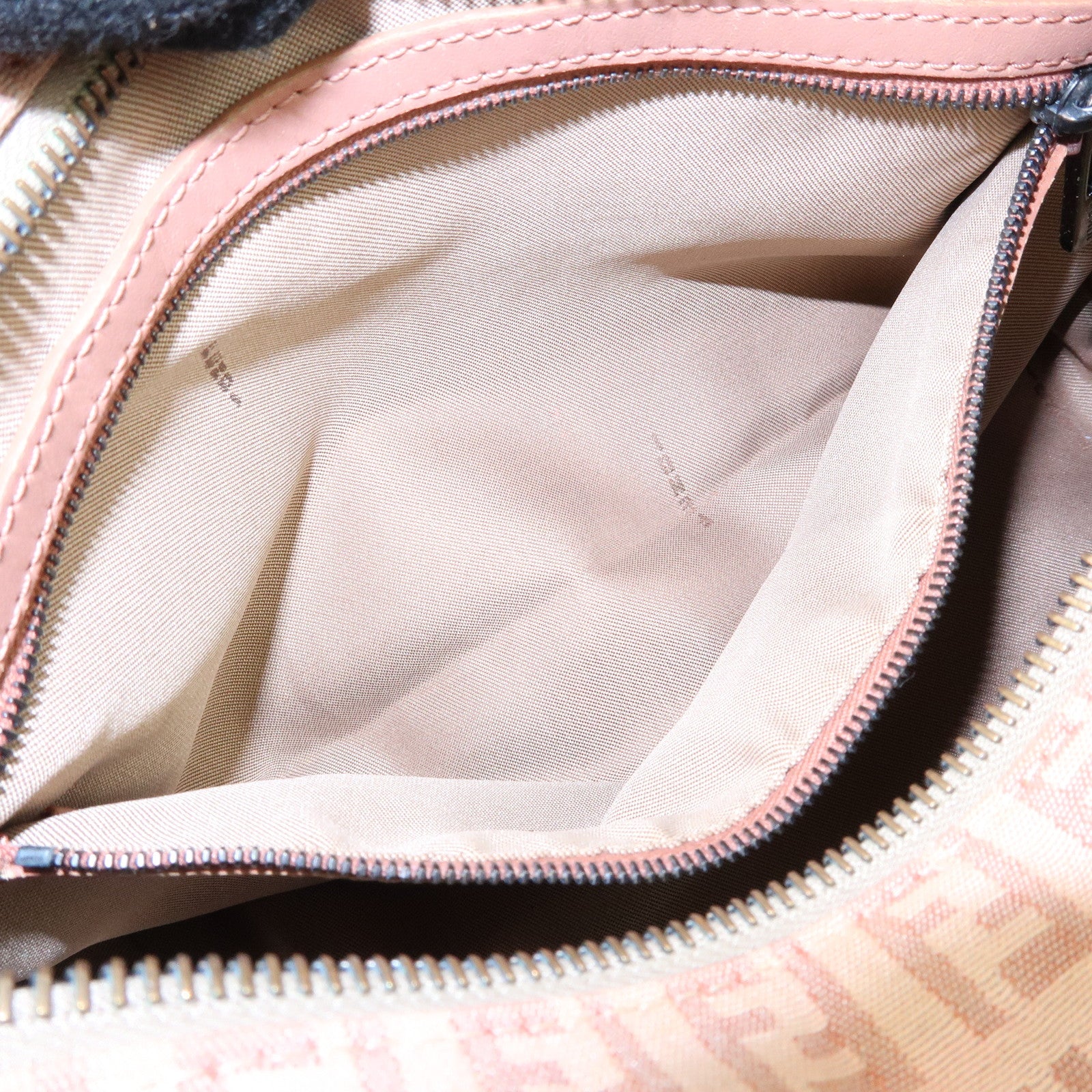 FENDI Zucchino Canvas Leather Shoulder Crossbody Bag Pink 8BR319