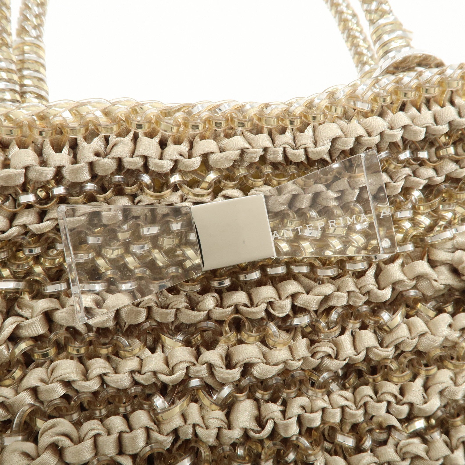 ANTEPRIMA Wire Bag PVC 2Way Bag Hand Bag Shoulder Bag Beige