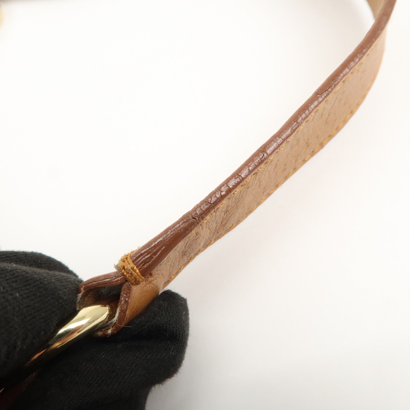 Ferragamo Gancini Leather Shoulder Bag Hand Bag Brown Gold