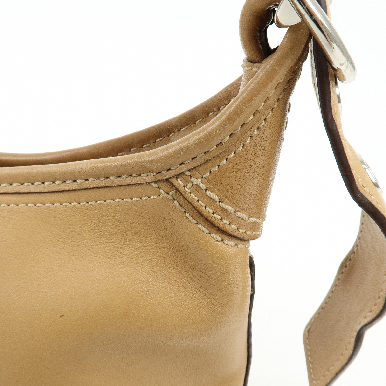 COACH Leather Shoulder Bag Light Brown