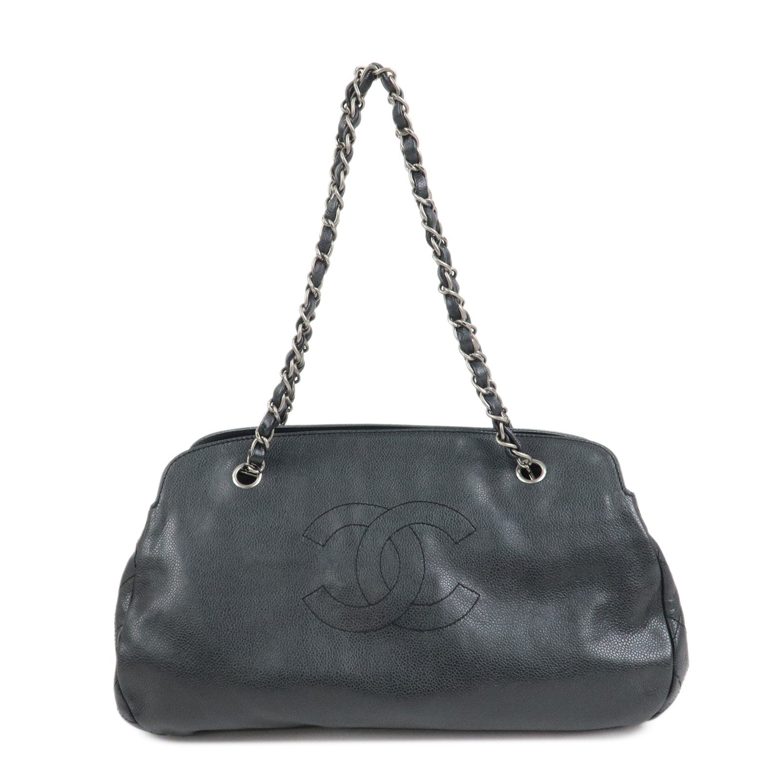 CHANEL COCO Mark Caviarskin Chain Shoulder Bag Black
