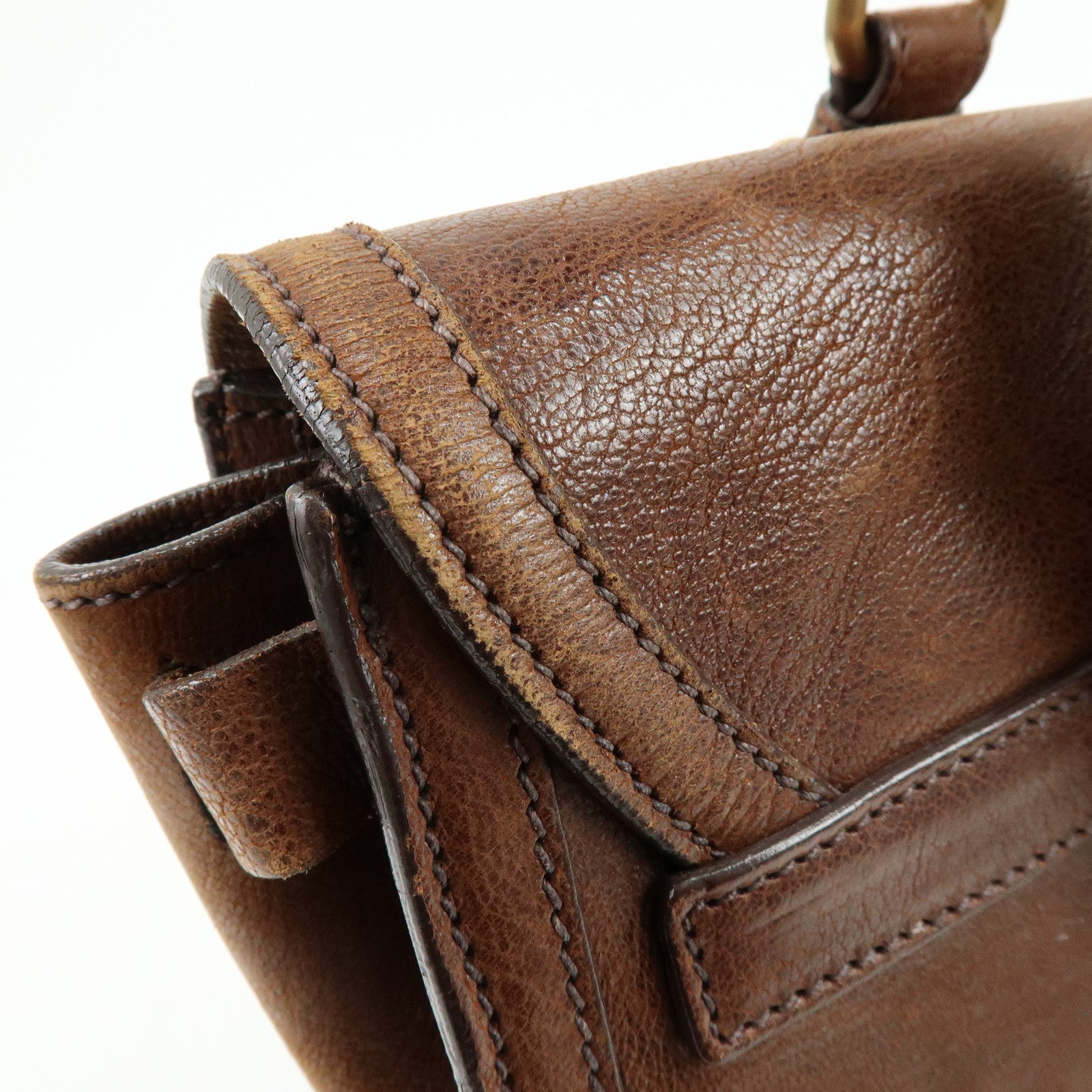 PRADA Leather Shoulder Bag Hand Bag Brown BR3130