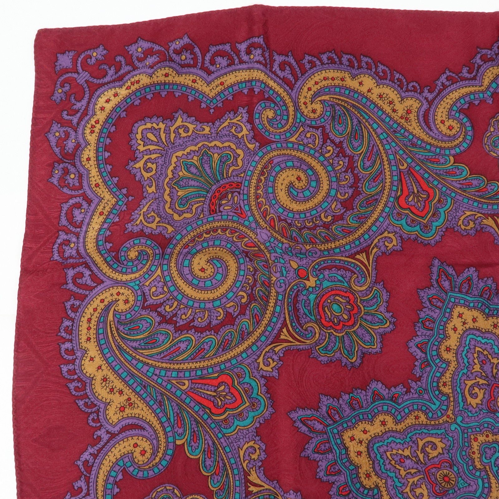 Christian Dior Silk 100% Scarf Paisley Pattern Bordeaux Purple