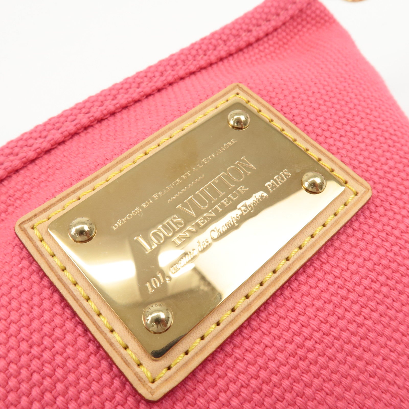 Louis Vuitton Antigua Canvas Leather Pochette Plat PM Pink M40068 Used