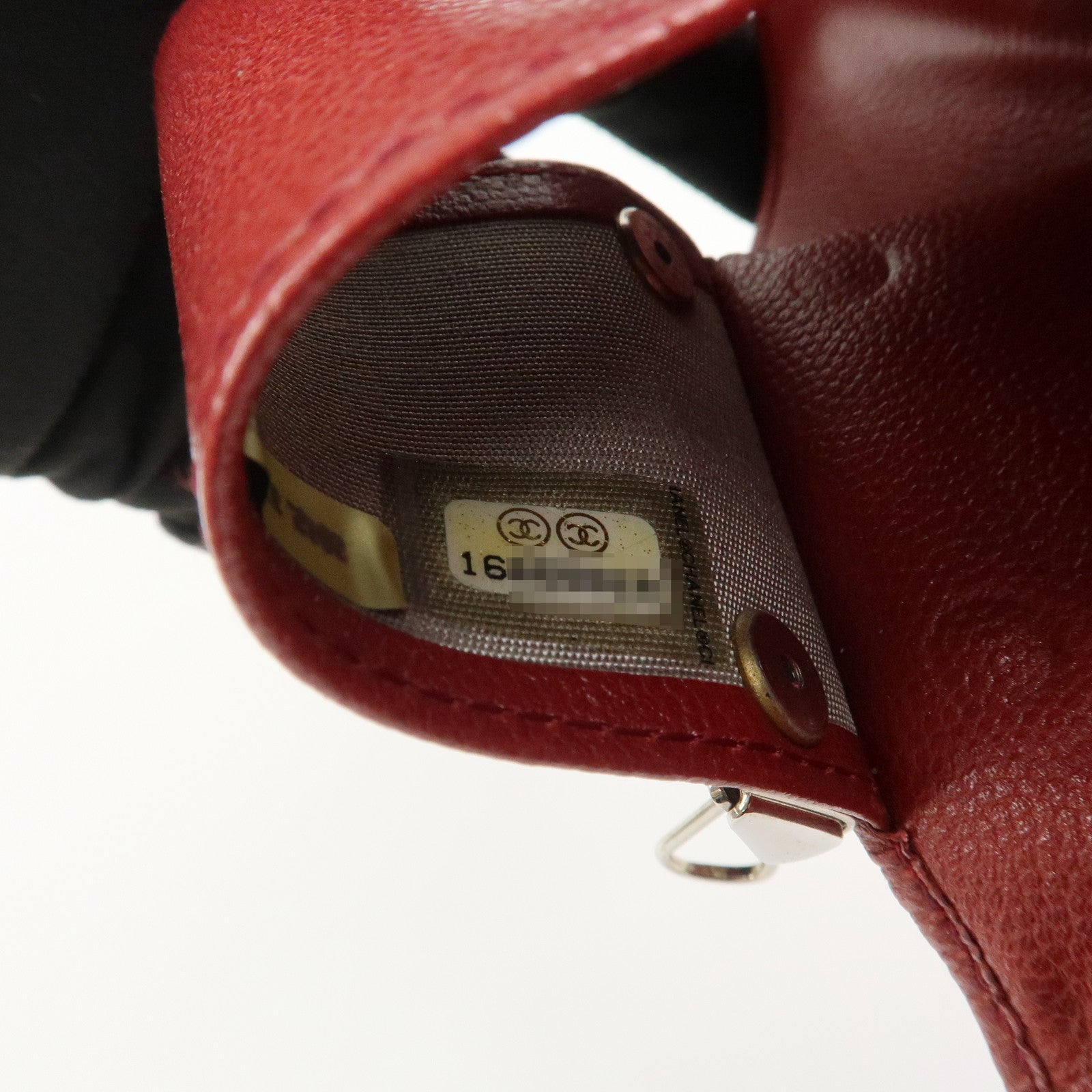 CHANEL COCO Mark Caviaskin Leather 6 Rings Key Case Key Ring Red