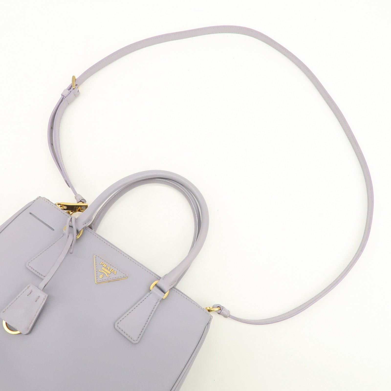 PRADA Traingle Logo Galleria 2Way Shoulder Hand Bag Lavender 1BA863