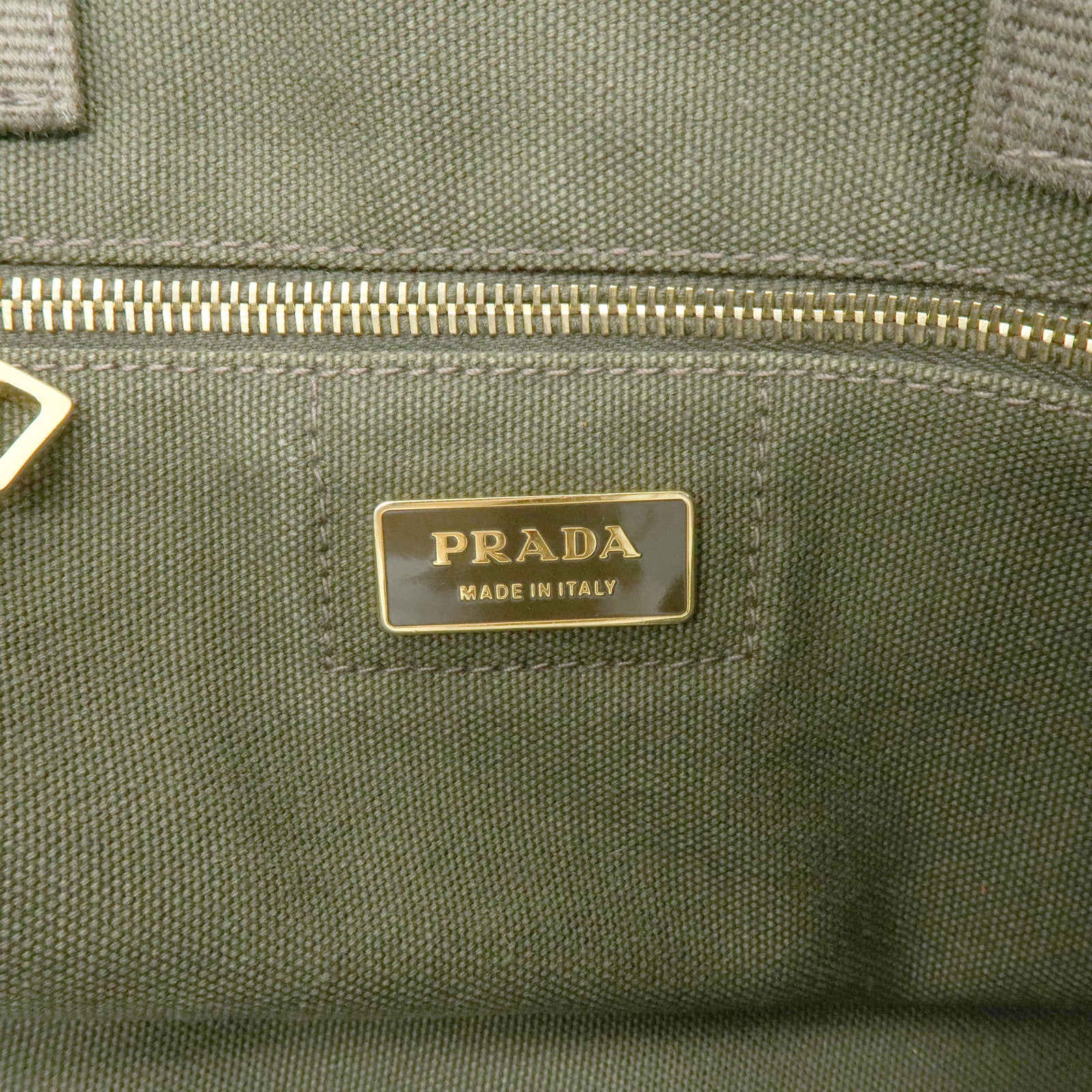 PRADA Triangle Logo Canapa Large Canvas Tote Bag Hand Bag BN1872