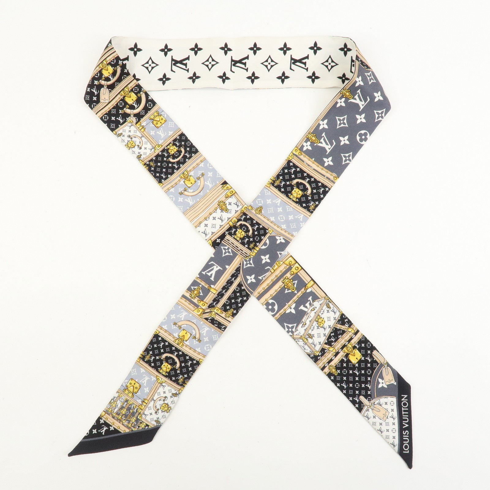 Louis Vuitton Bandeau BB Let's Go Silk 100% Scarf Black M76442