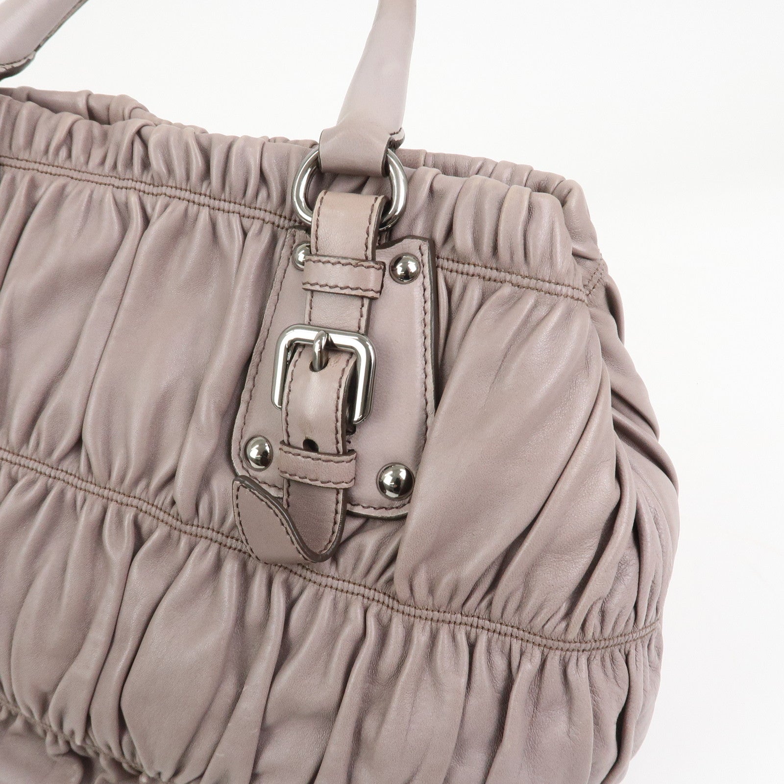 PRADA Logo Nappa Leather 2Way Bag Shoulder Bag Hand Bag Gray