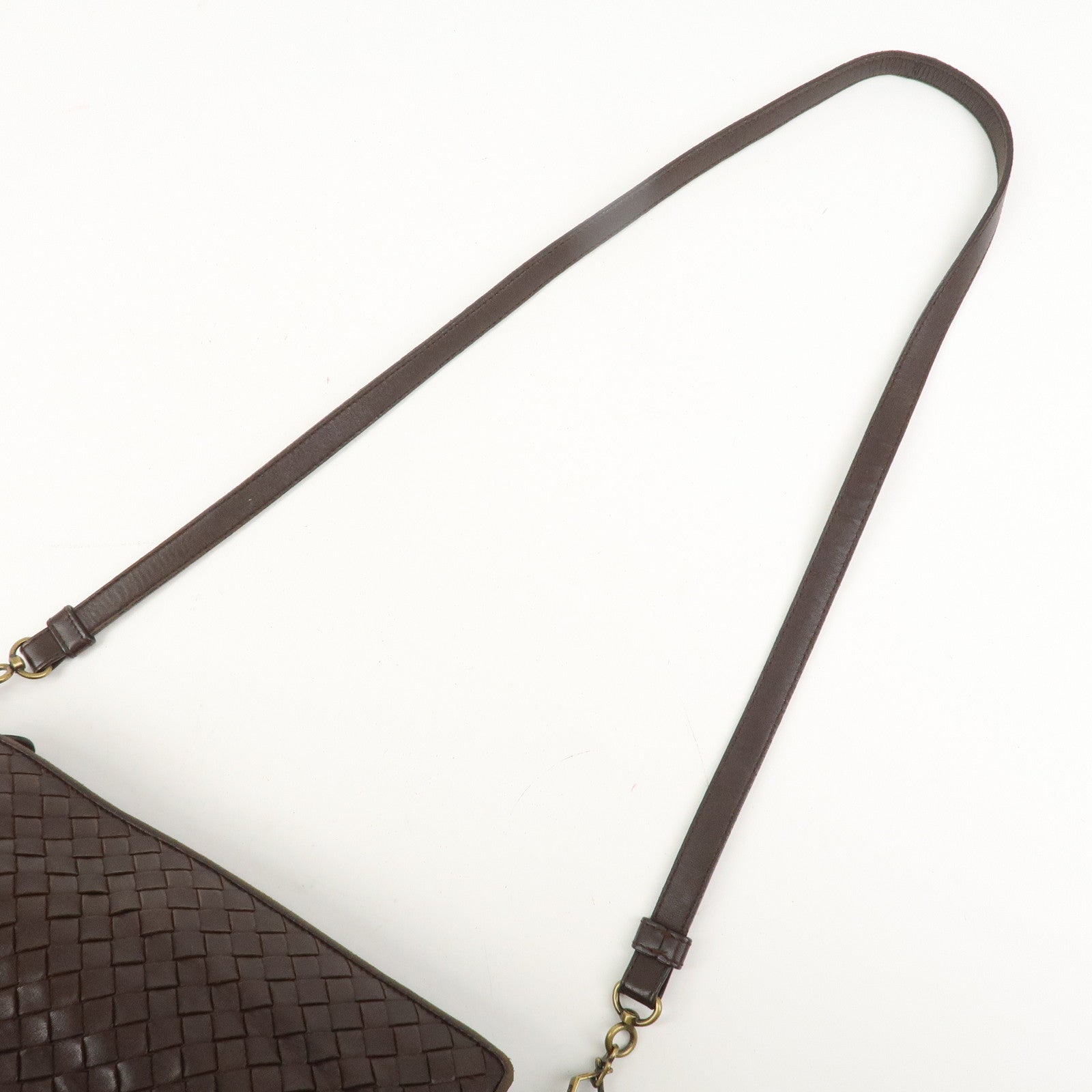 BOTTEGA VENETA Logo Intrecciato Leather Shoulder Bag Brown