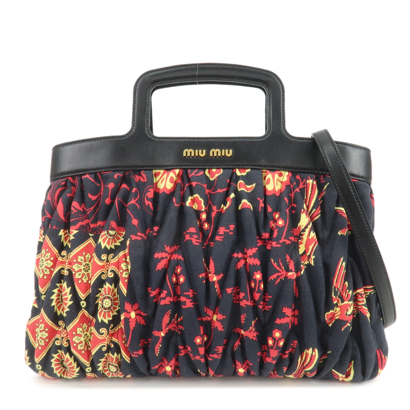 MIU MIU Matelasse 2Way Hand Bag Japan Limited Black Red