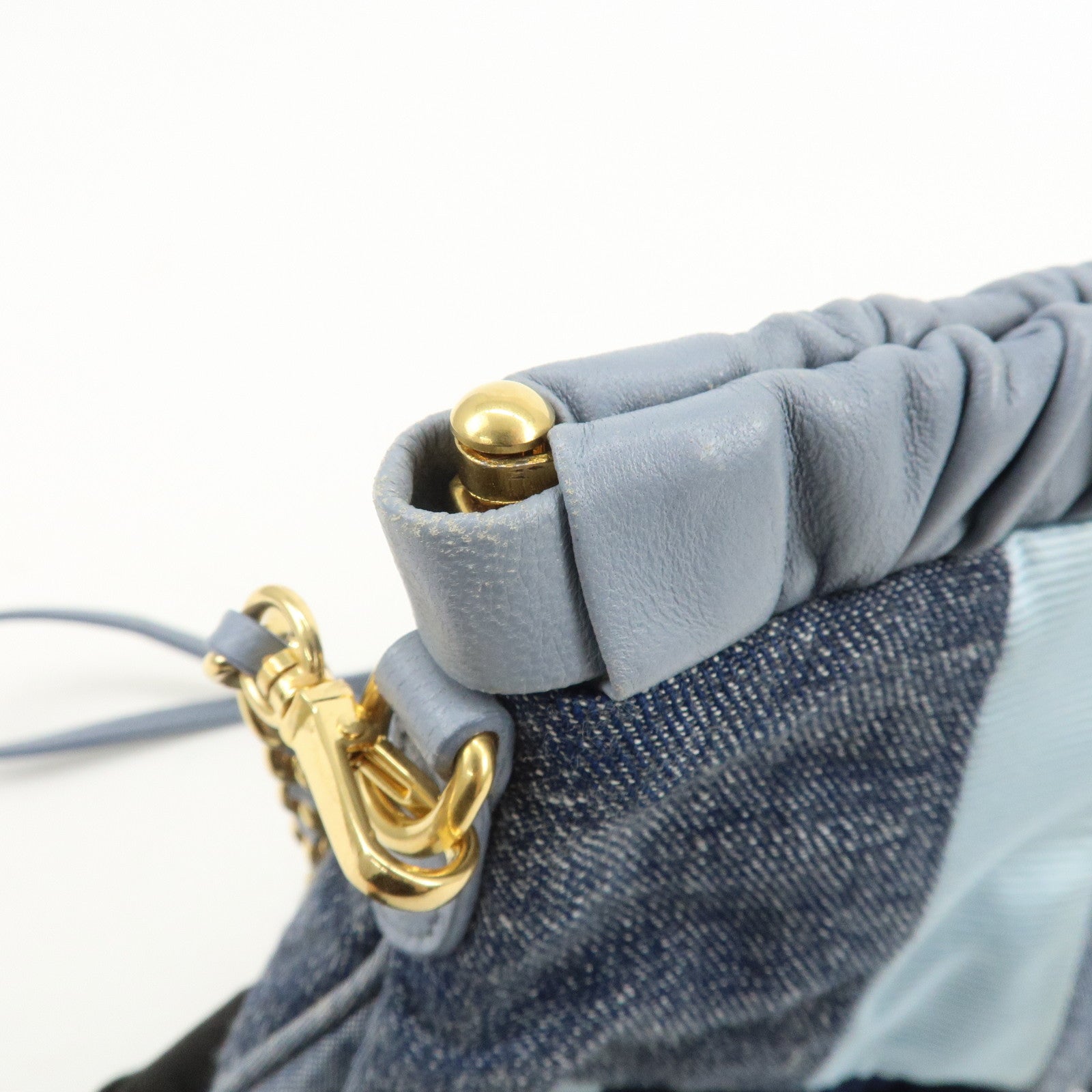 MIU MIU Patchwork Denim Leather 2Way Bag Hand Bag Shoulder Bag