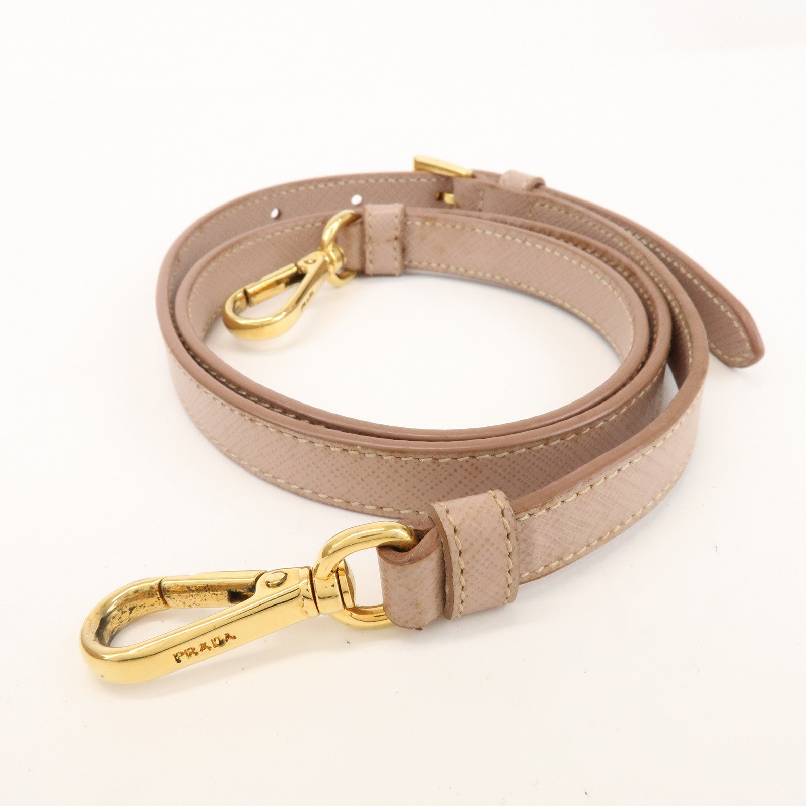 PRADA Traingle Logo Galleria 2Way Bag Hand Bag Pink Beige1BA863