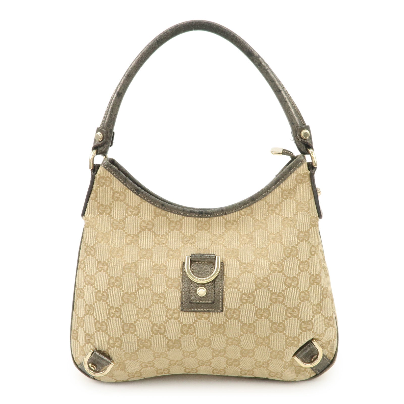 GUCCI Abbey GG Canvas Leather Shoulder Bag Beige Bronze 130738 Used