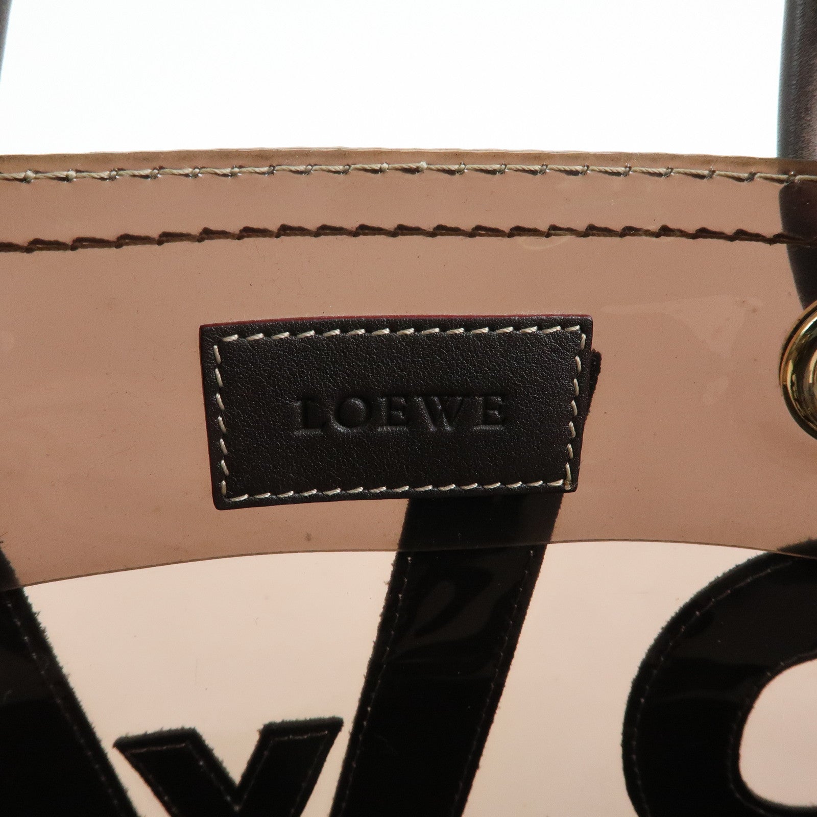 LOEWE Anagram Vinyl Leather Tote Bag Shoulder Bag Brown