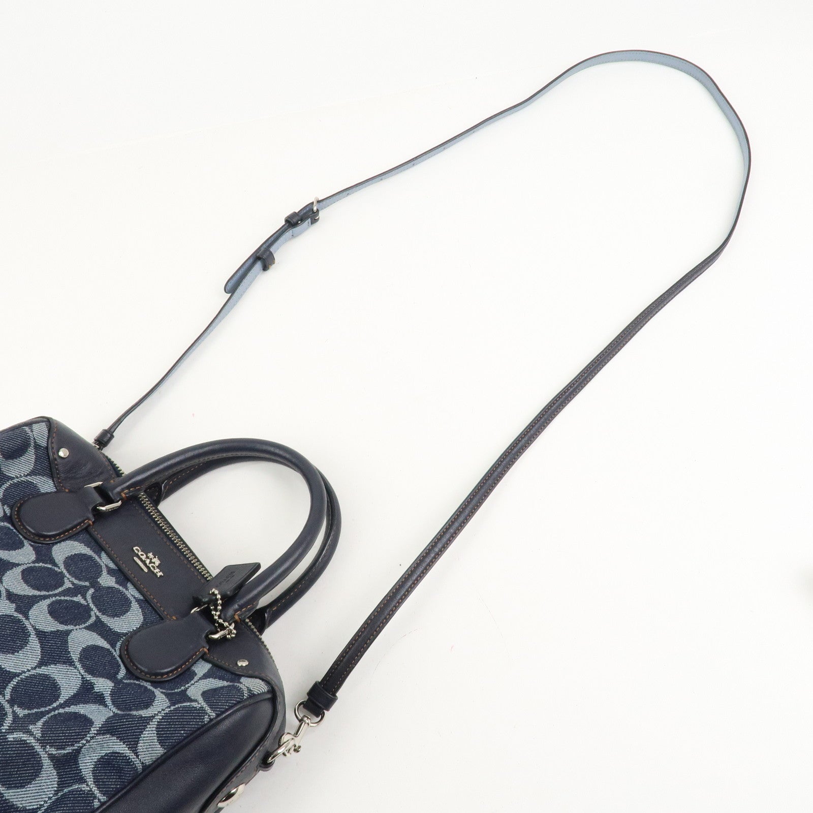 COACH Signature Denim Leather 2Way Bag Shoulder Bag Hand Bag