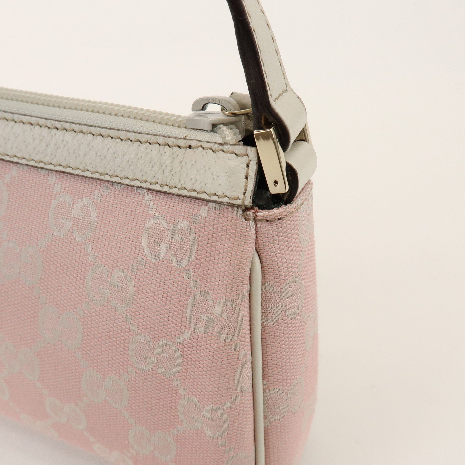 GUCCI Abbey GG Canvas Leather Accessory Pouch Hand Bag Pink 45750
