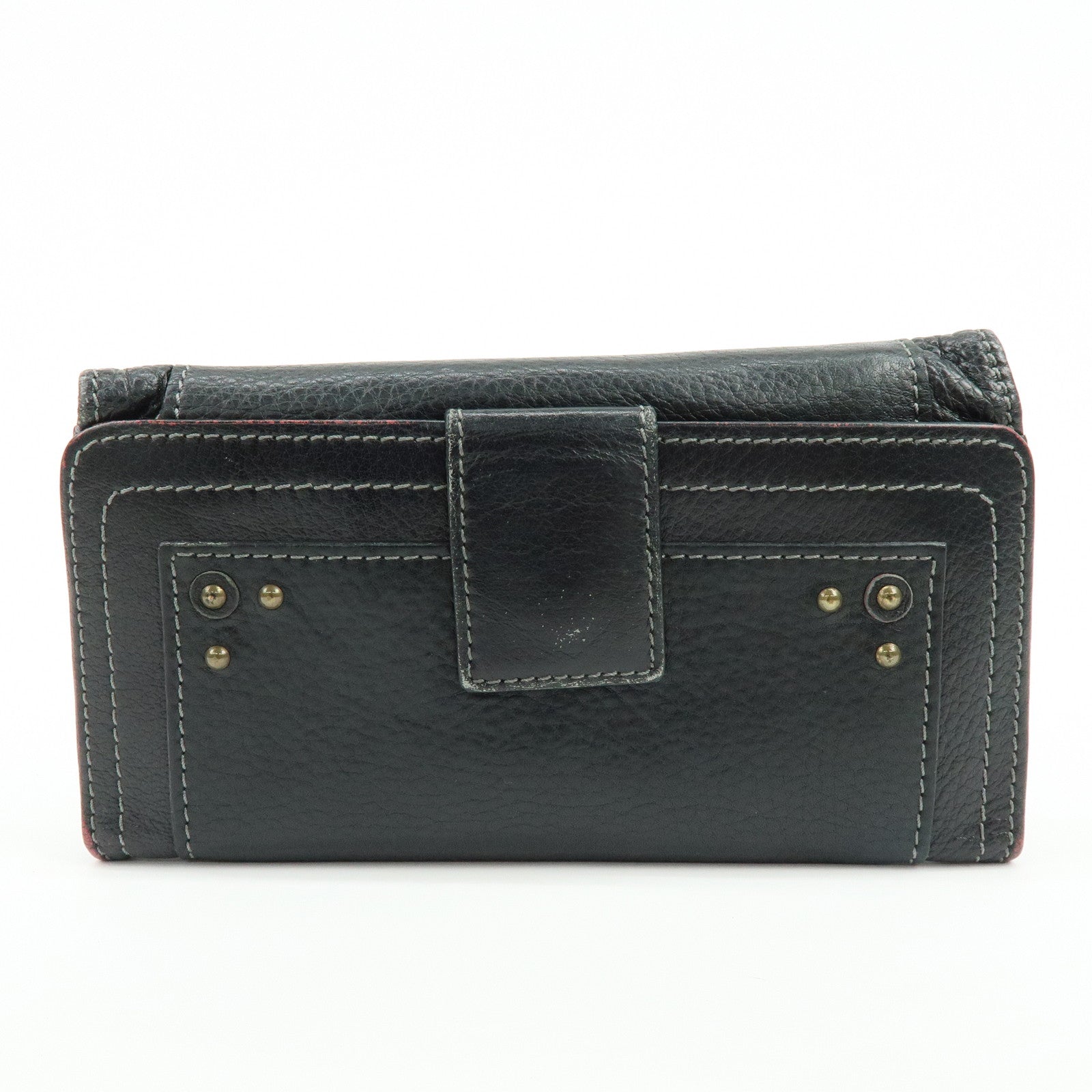 Chloe Paddington Leather Bi-fold Flap Long Wallet Black
