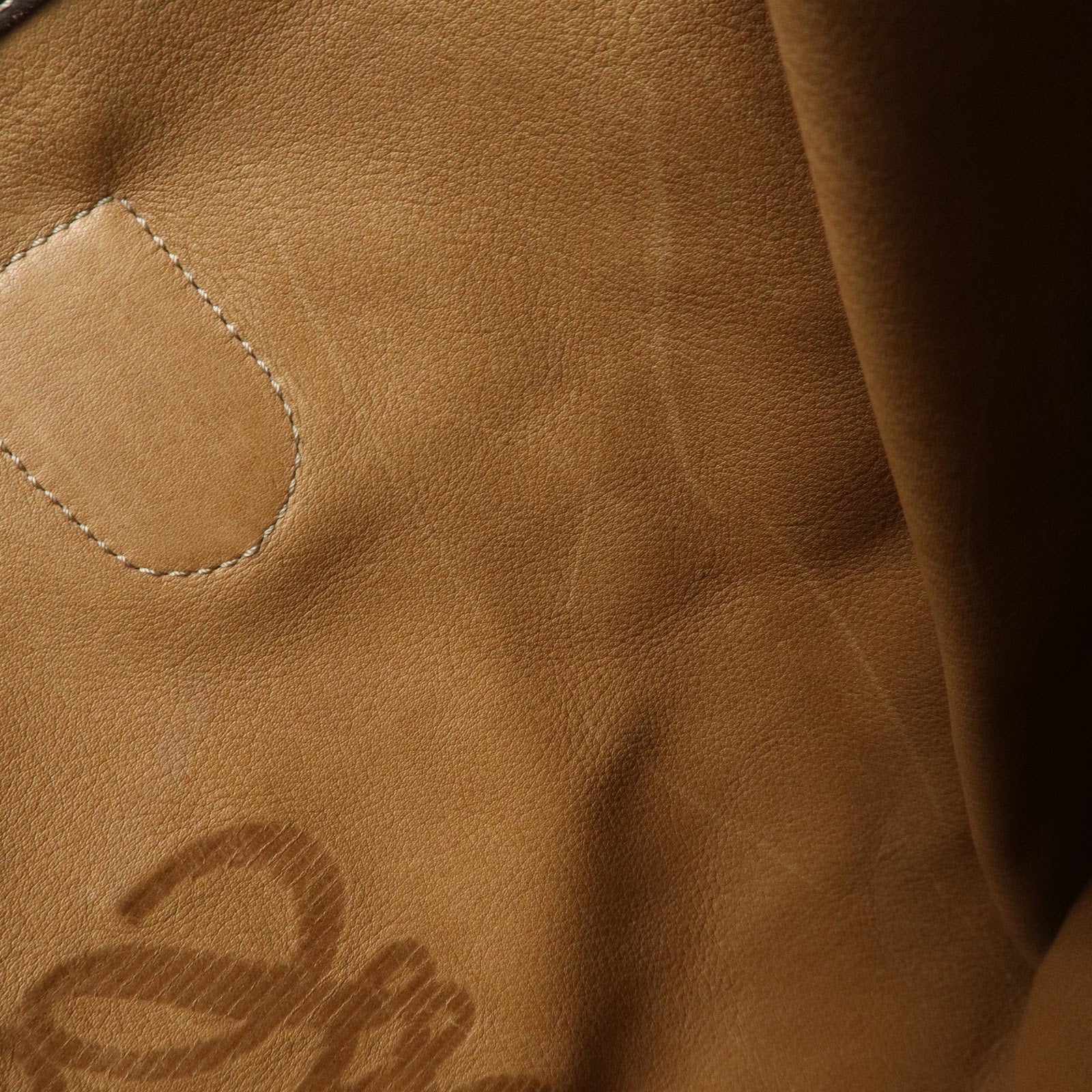 LOEWE Anagram Leather Suede Tote Bag Hand Bag Brown Beige