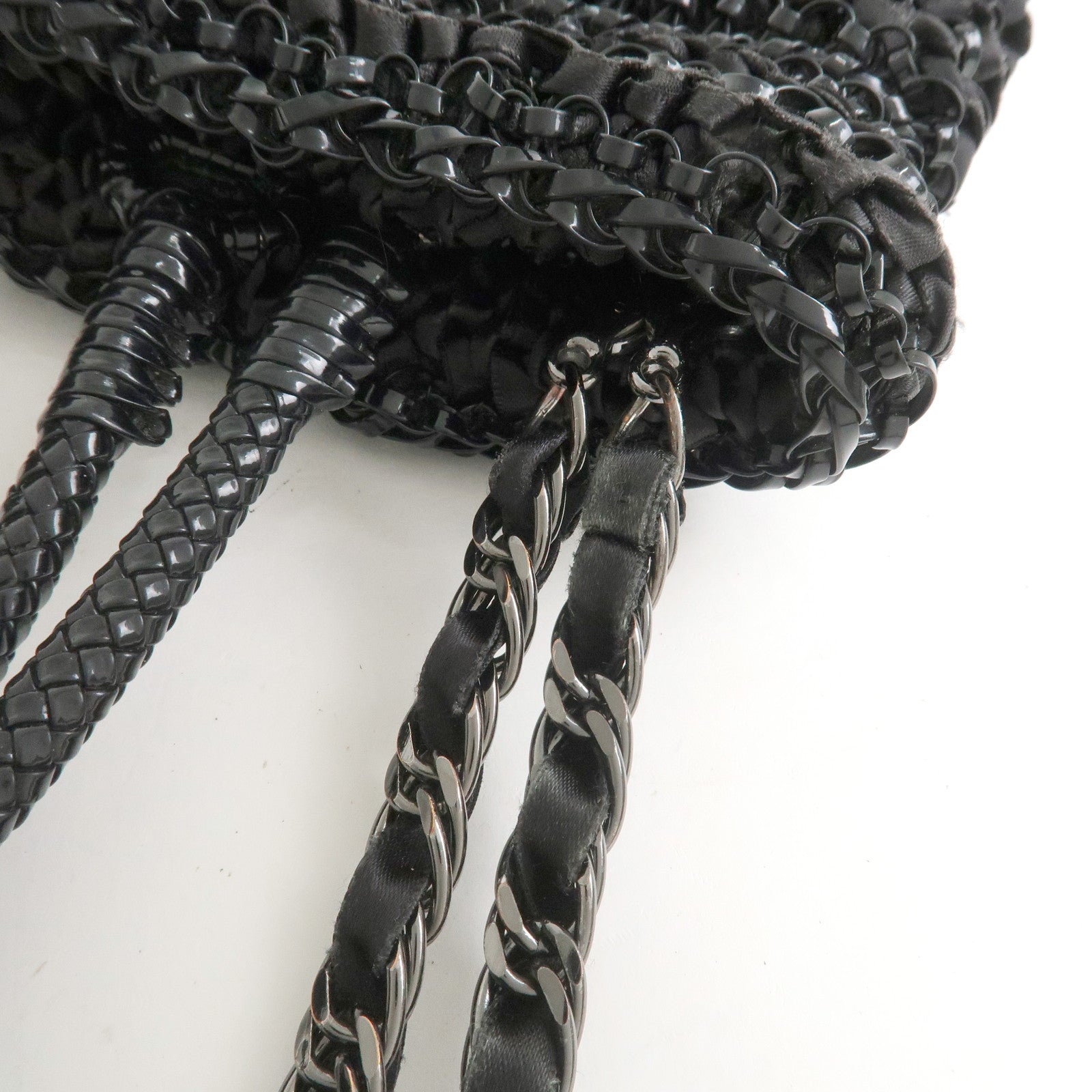 ANTEPRIMA Wire Bag PVC 2Way Bag Hand Bag Shoulder Bag Ribbon Black