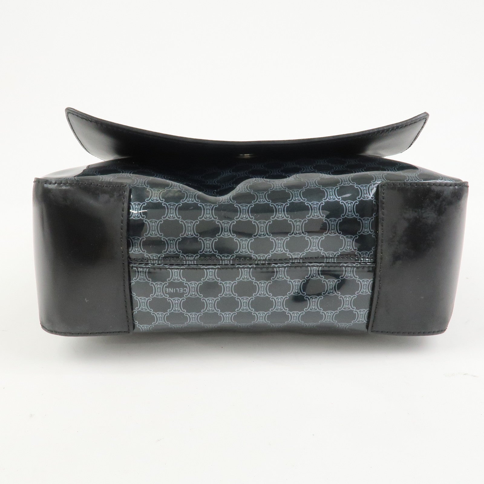 CELINE Macadam Vinyl Leather Shoulder Bag Crossbody Bag Black