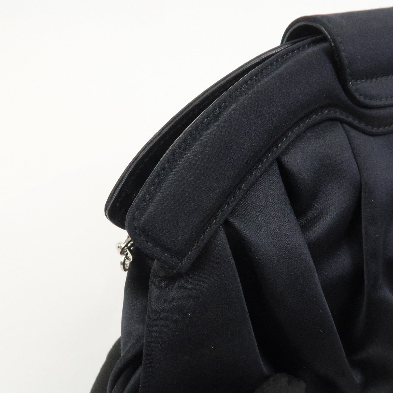 Ferragamo Gancini Satin Shoulder Bag Crossbody Bag Black Q 21 6436