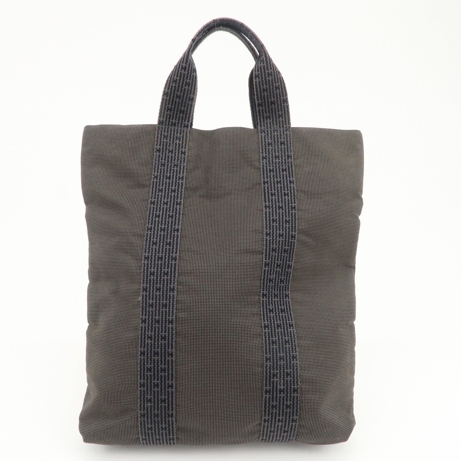 HERMES Herline Cabas Canvas Tote Bag Hand Bag Black