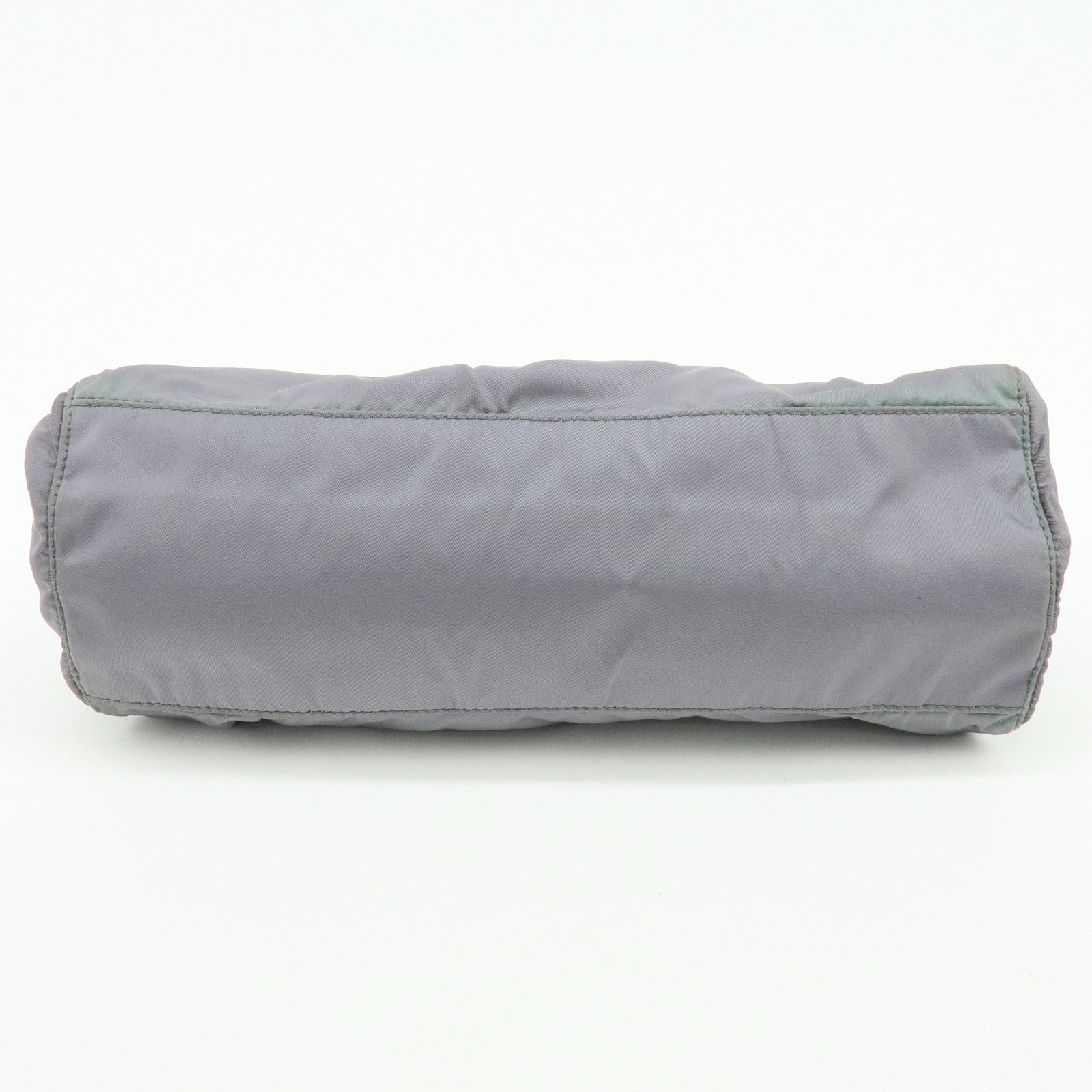 PRADA Nylon Leather 2Way Gathered Ribbon Hand Shoulder Bag Gray