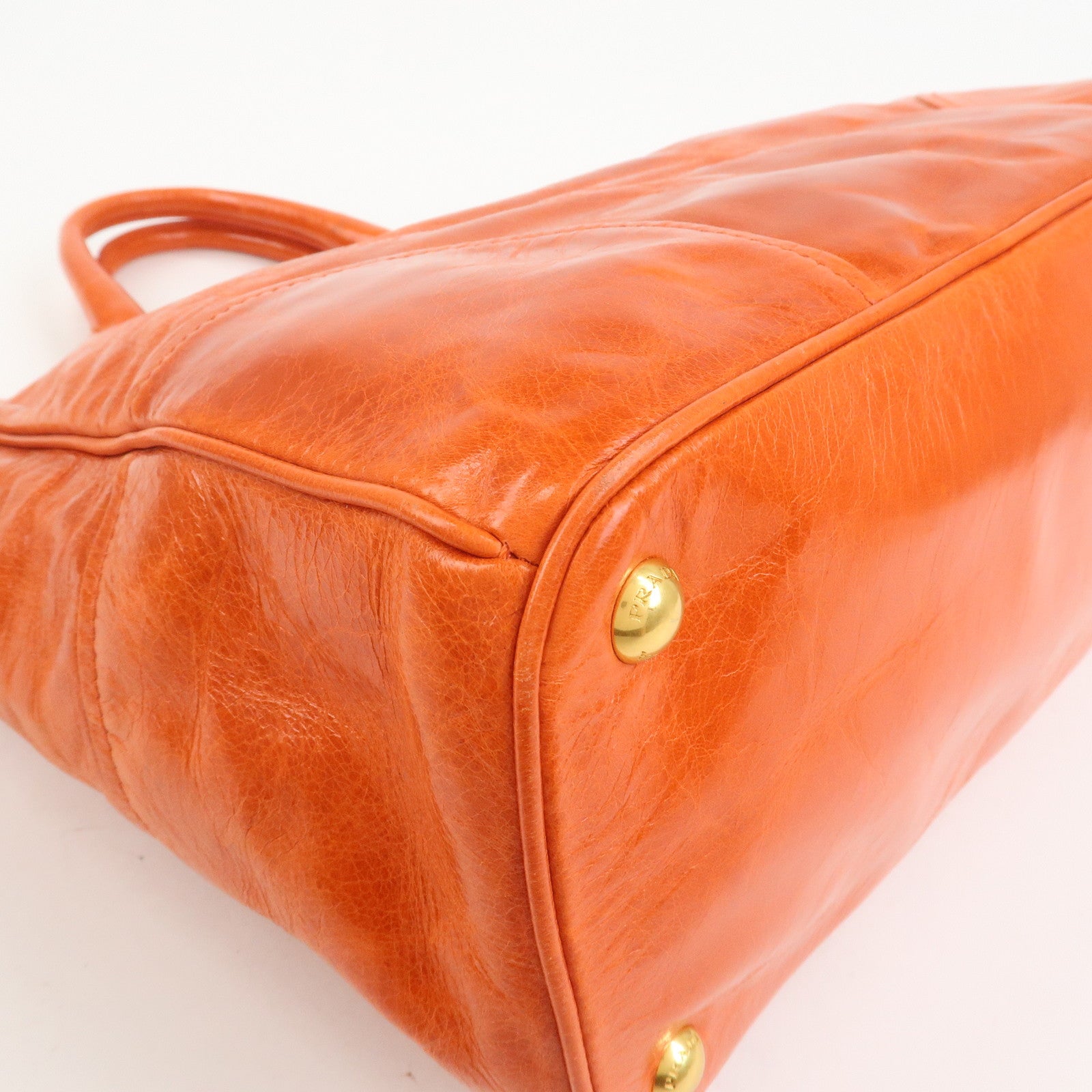 PRADA Logo Leather 2Way Bag Hand Bag Shoulder Bag Orange BN2326